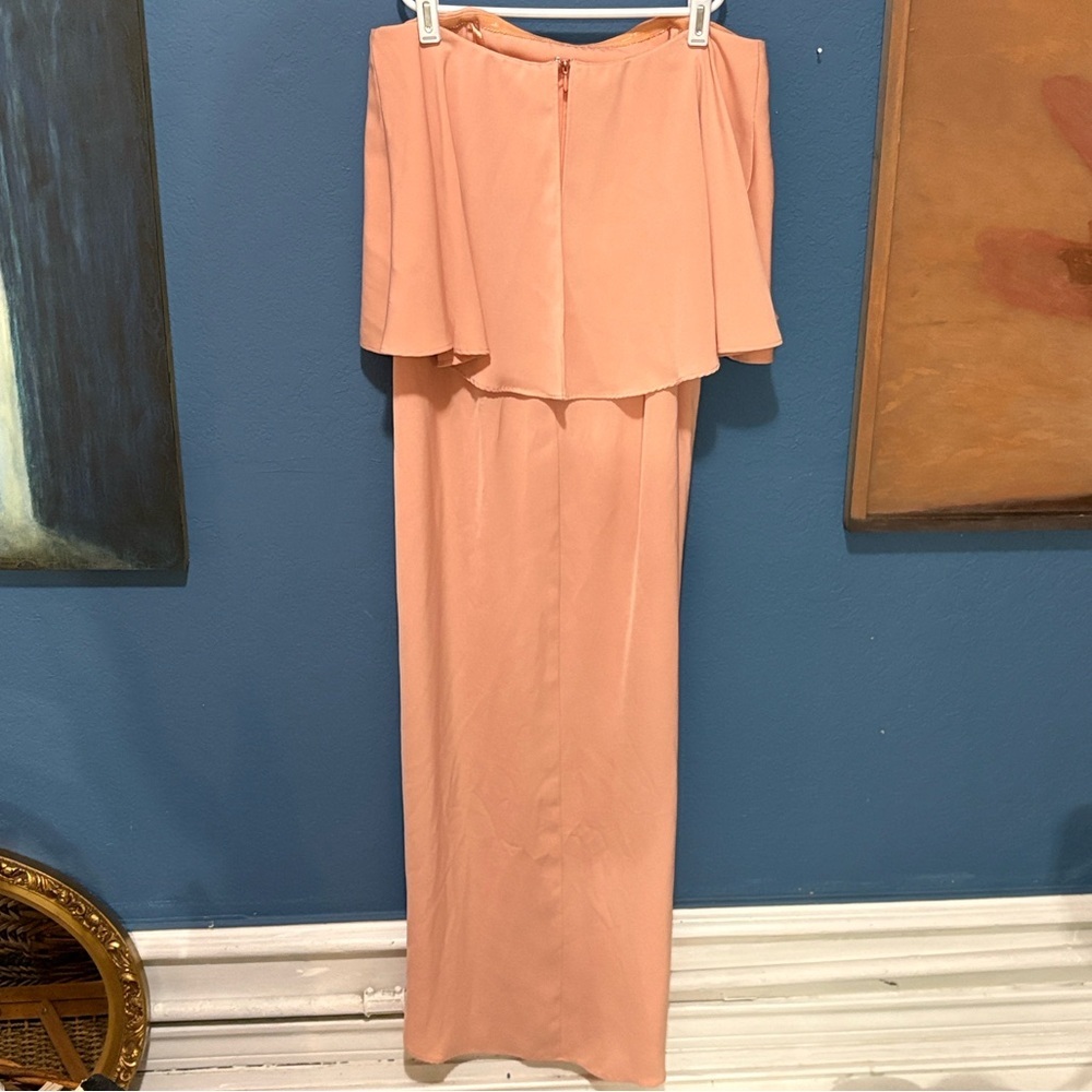 Shona Joy Peach Strapless Frill Maxi Dress w Tulip Hem Revolve Wedding Guest - Picture 3 of 5